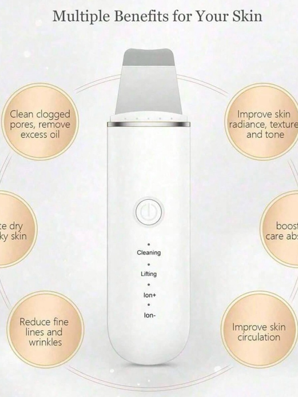Ultrasonic Skin Scrubber Deep Cleanser - White - Picture 6 of 9